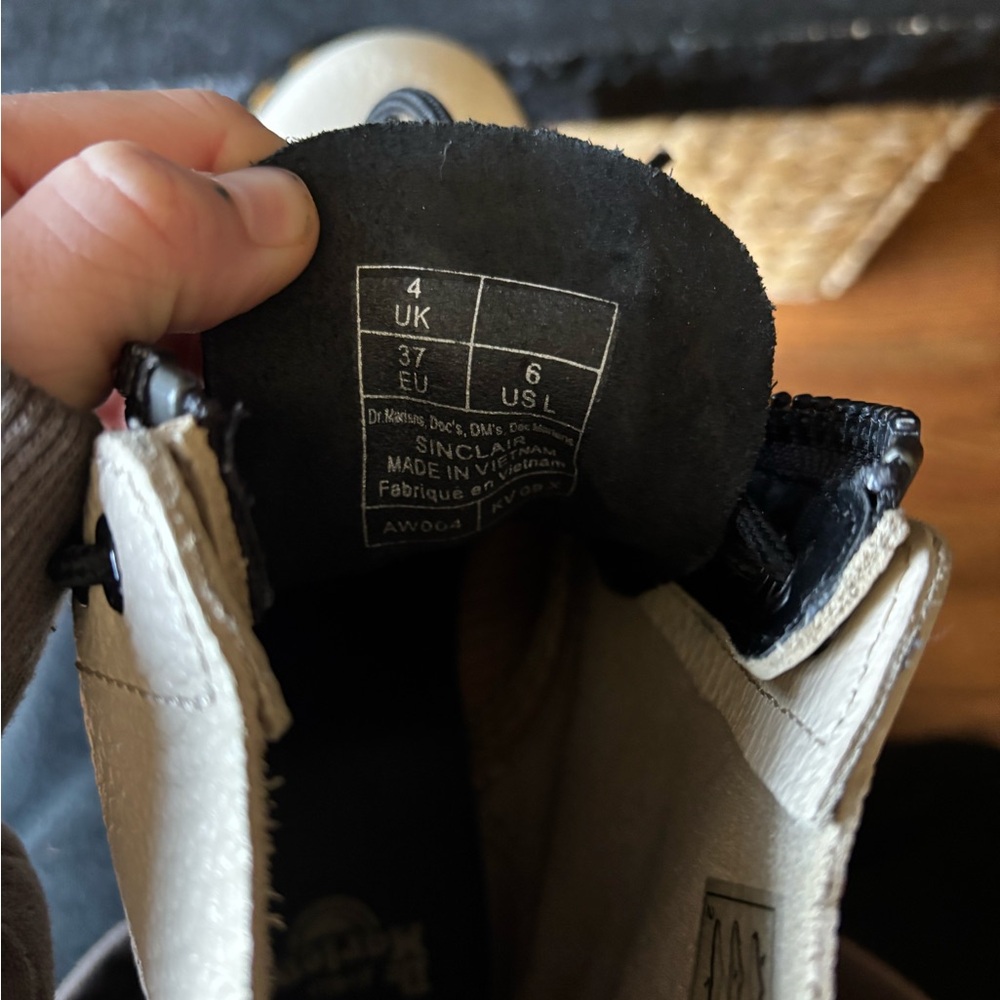 Dr. Martens Beige Leather Combat Boots - Picture 3 of 3